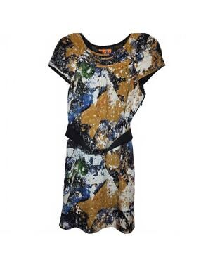Tory Burch 100% Silk Abstract Print Belted Dress Size 2